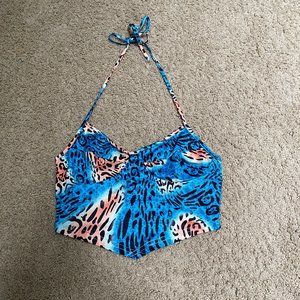 Shein colorful tiger going out top with tie around the neck